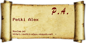 Petki Alex névjegykártya